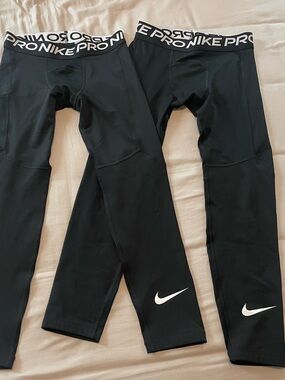 Nike Pro Dri-FIT Performance Tights Black Kids Size S - Set of Two - New